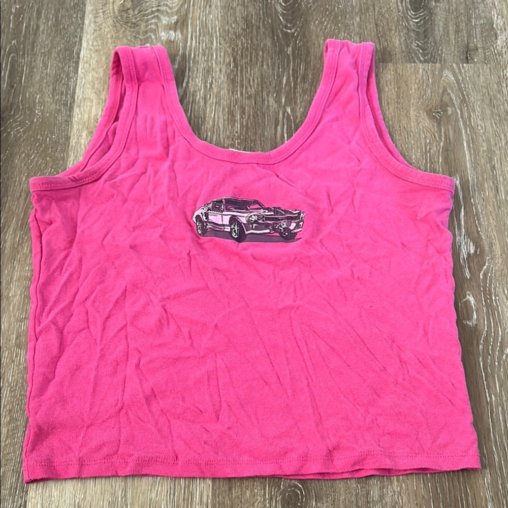 Pink Graphic Crop Tank Top